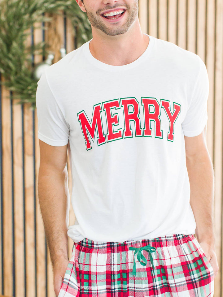 Adult Red Merry Short Sleeve Graphic Tee
