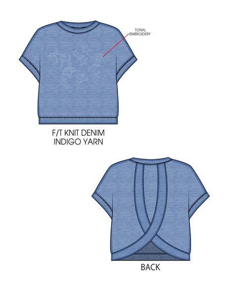 Denim Icons Embroidery Top