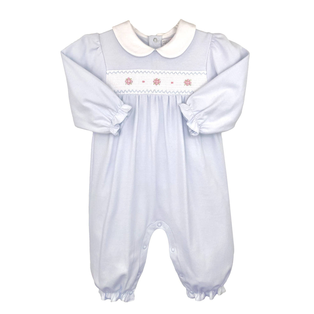 Blue Smocked Flower Knit Longall