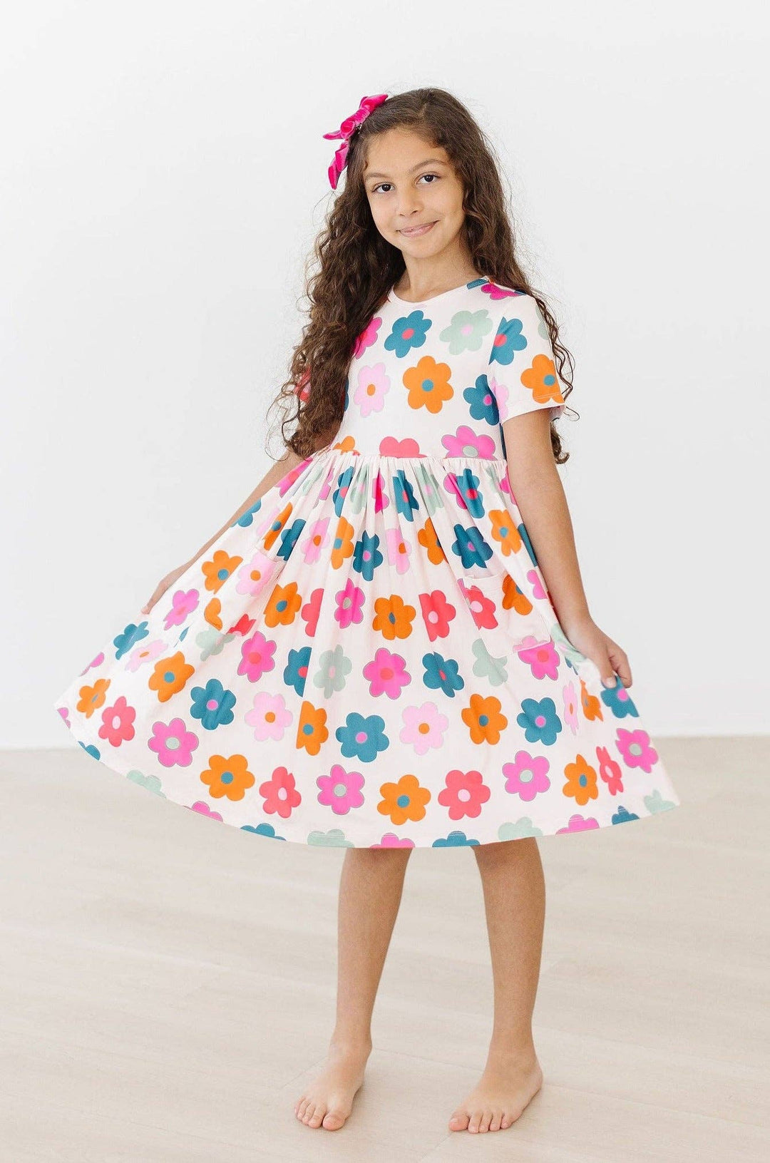 Retro Floral Pocket Twirl Dress