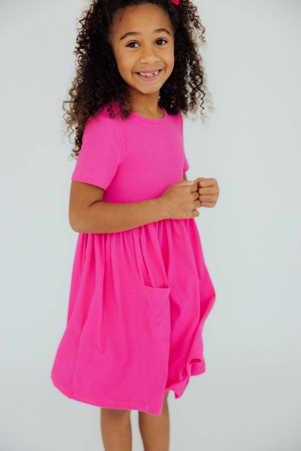 Hot Pink Pocket Twirl Dress
