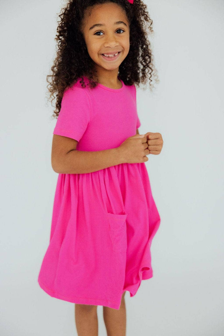 Hot Pink Pocket Twirl Dress