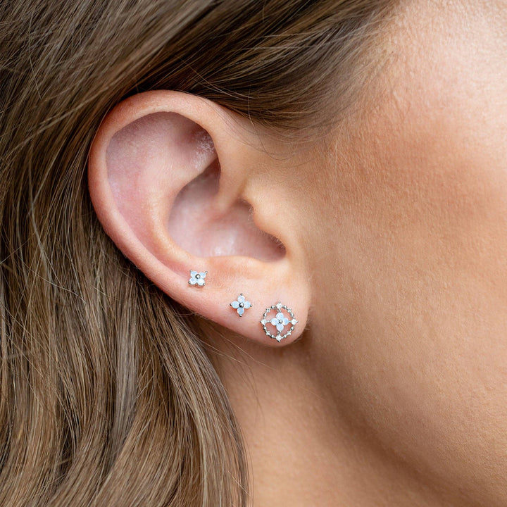 Teeny Tiny Blue Blossom Studs: Gold