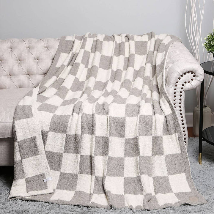 Gray Checkerboard Throw Blanket