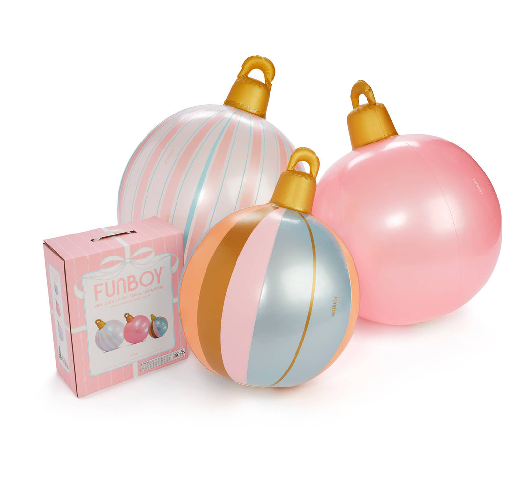 Pink Light Up Christmas Ornament Holiday Balls - 3 Pack