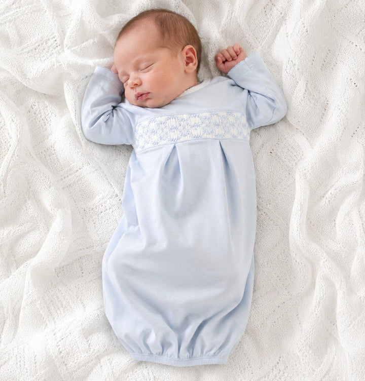 Baby Boy's Blue Smocked Argyle Daygown