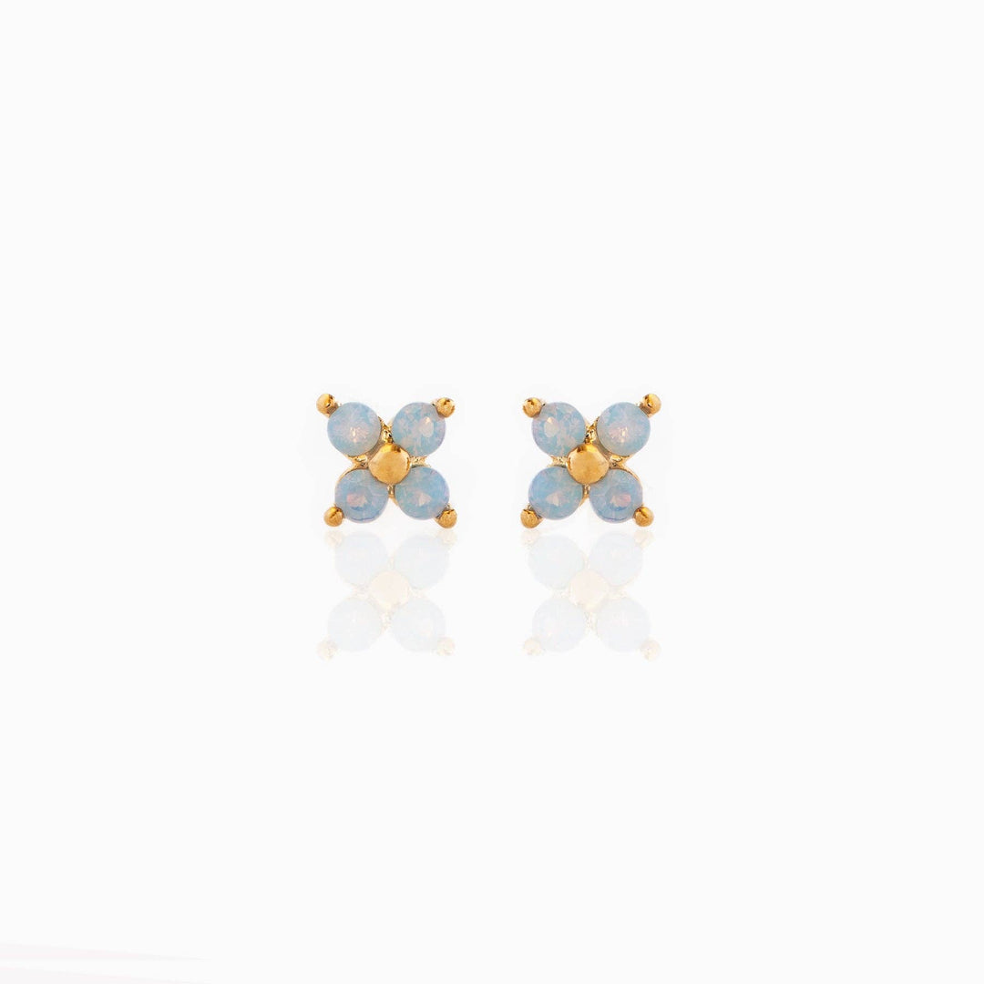 Teeny Tiny Blue Blossom Studs: Gold