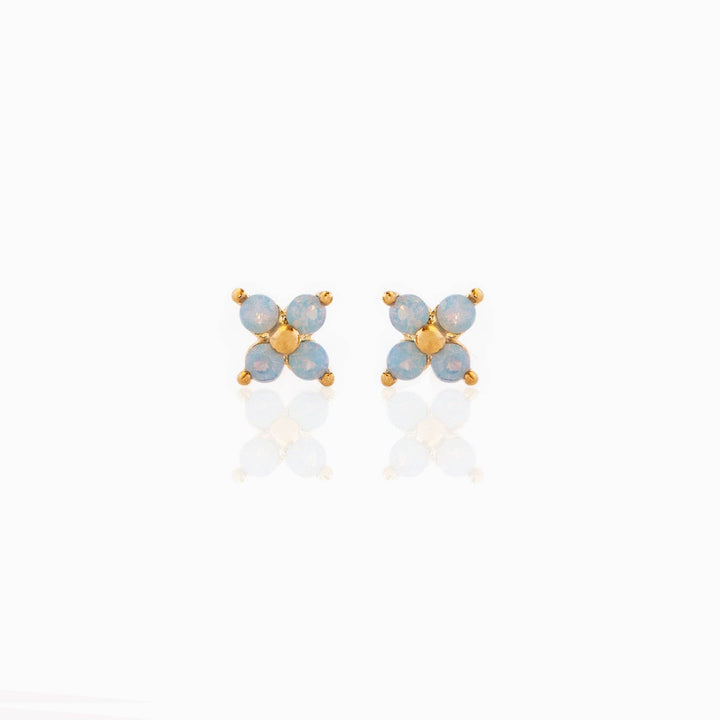 Teeny Tiny Blue Blossom Studs: Gold