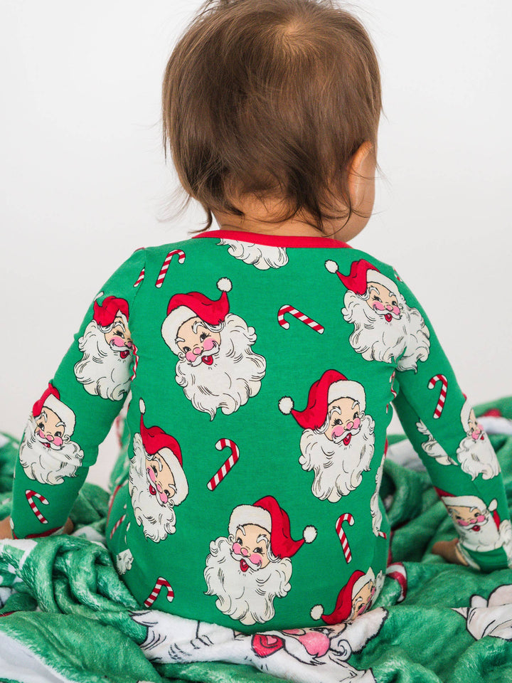 Baby Green Santa Joy Footed Pajama
