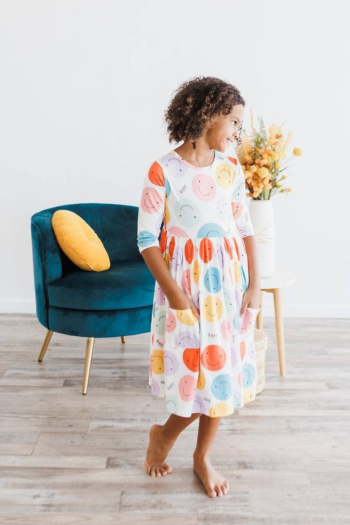 Be Happy 3/4 Pocket Twirl Dress