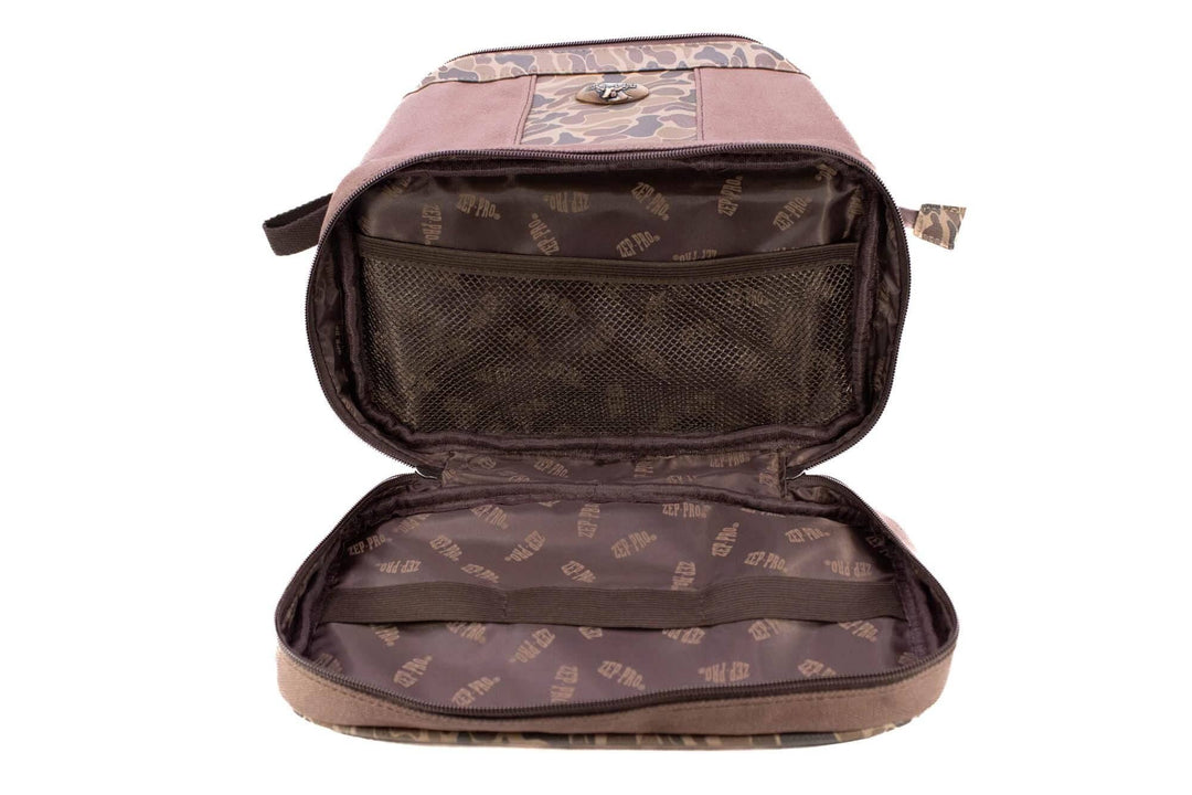 Shot Shell Brown Waxed Canvas Old School Camo Men's Toiletry Dopp Bag.: Brown/Tan