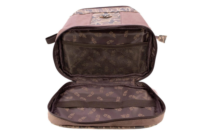 Shot Shell Brown Waxed Canvas Old School Camo Men's Toiletry Dopp Bag.: Brown/Tan