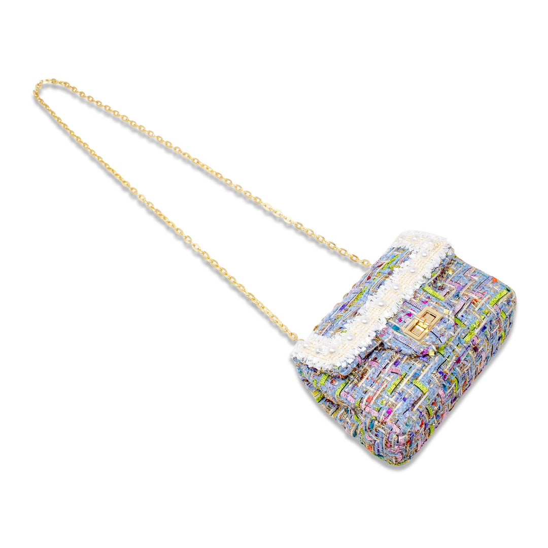 Tweed Handbag with Pearls