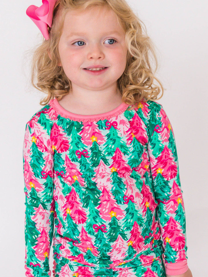 Pink Jolly Grove Ruffle Long Sleeve Pajama Set