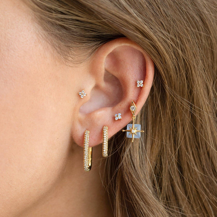Teeny Tiny Blue Blossom Studs: Gold
