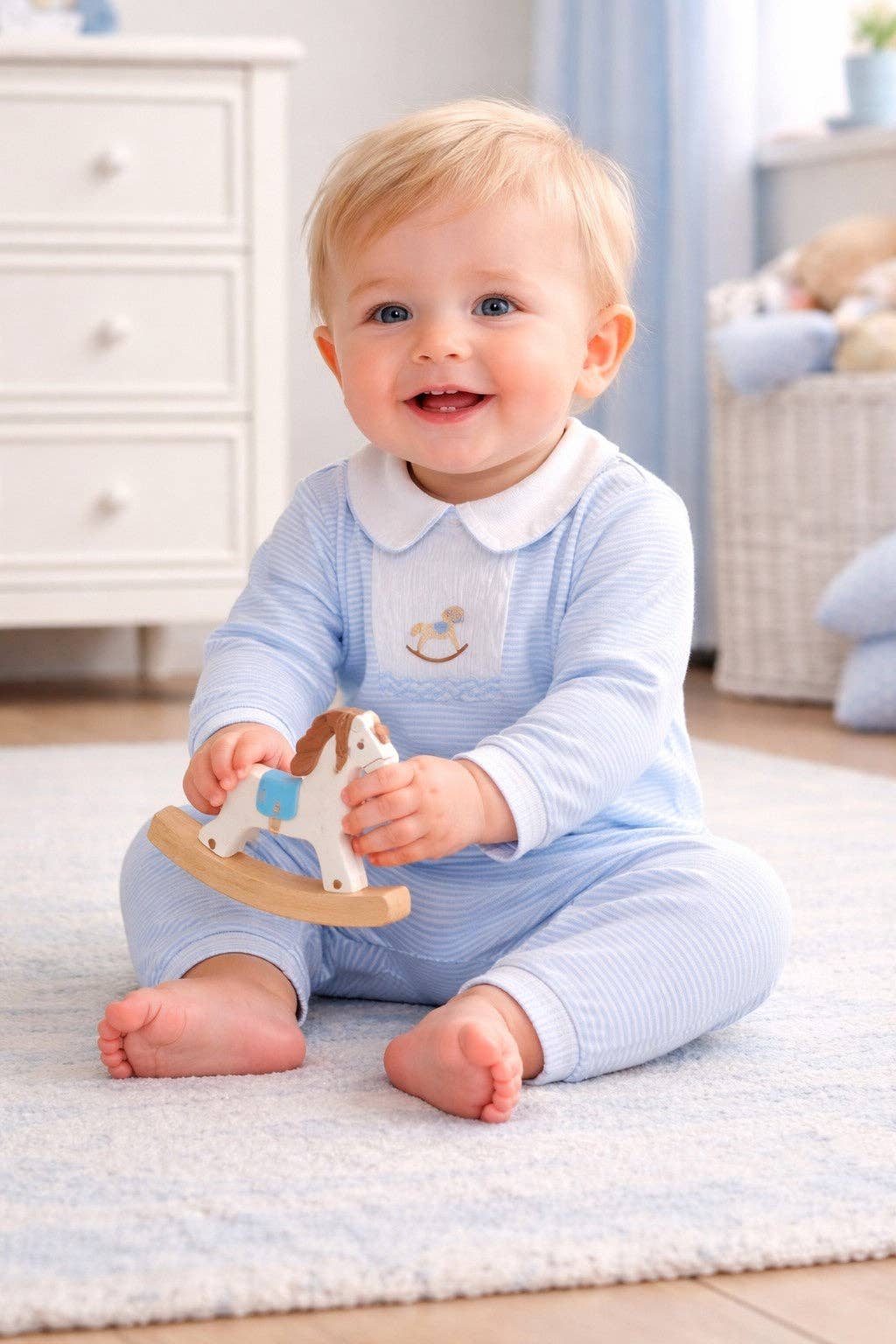 Pima Cotton Rocking Horse Baby Boy Converter Gown