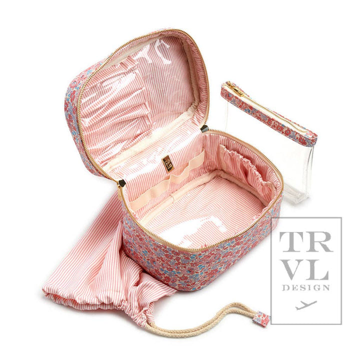 Luxe Marseille Train 2 - Cosmetic Bag With Pink Pinstripe
