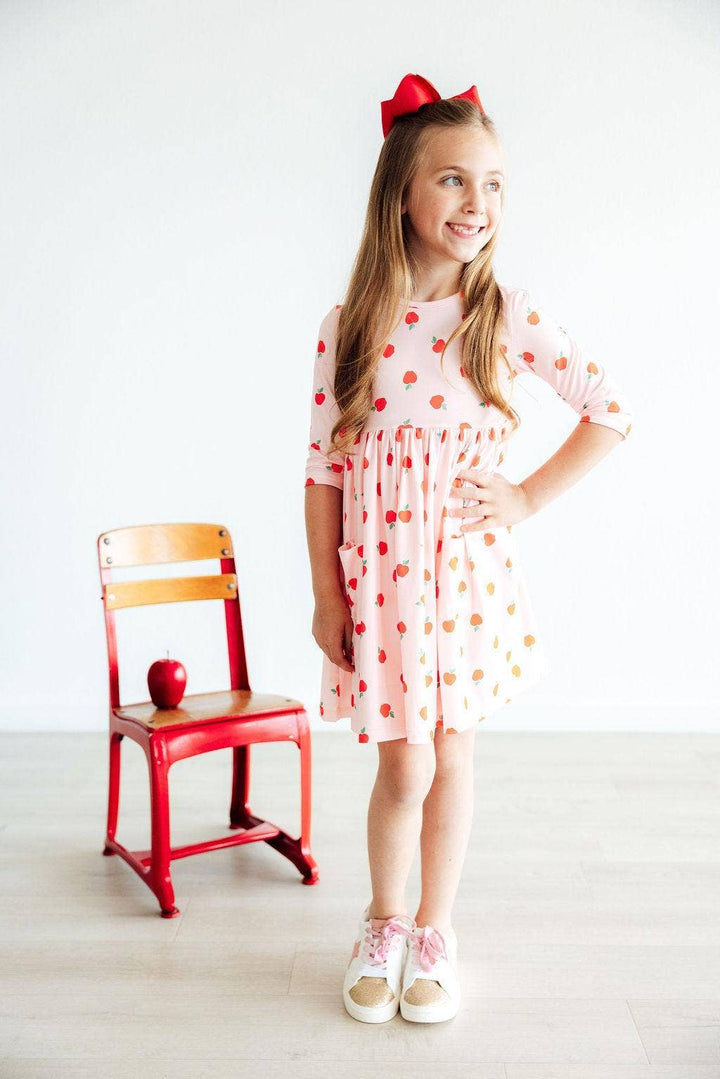 Apple a Day Sleeve Pocket Twirl Dress