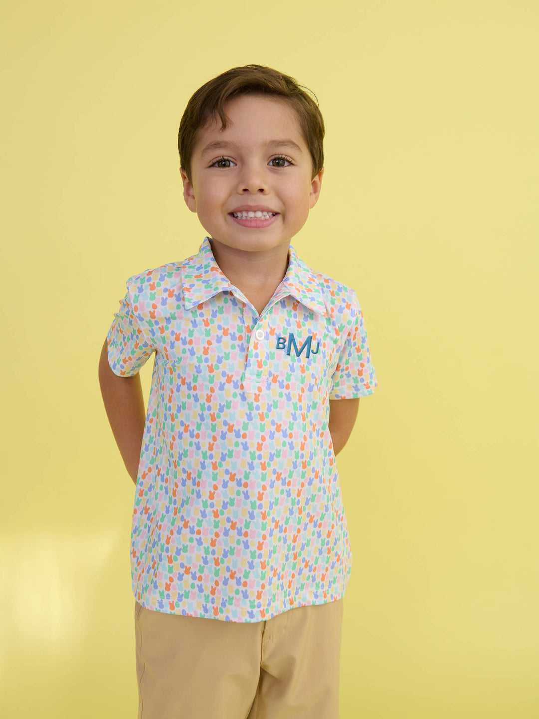 Boys Hoppy Eggs Knit Short Sleeve Performance Polo