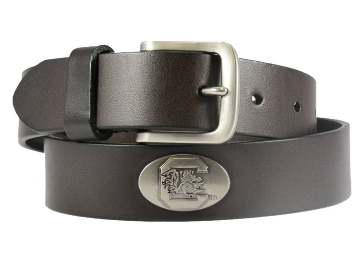South Carolina Gamecocks Kids Collegiate Brown Leather Belt: Brown / Small 17"-21"