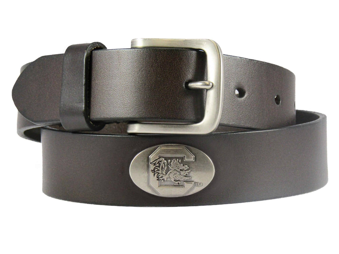 South Carolina Gamecocks Kids Collegiate Brown Leather Belt: Brown / Medium 21"-25"