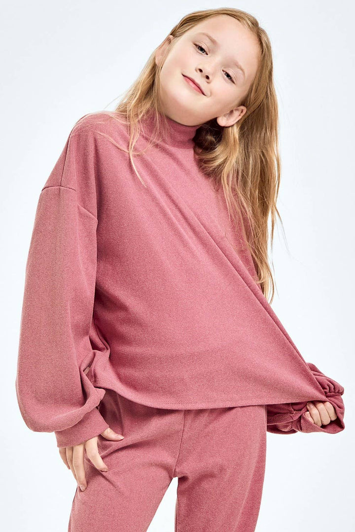 Corduroy Brush Mock Neck Sweater: Mocha