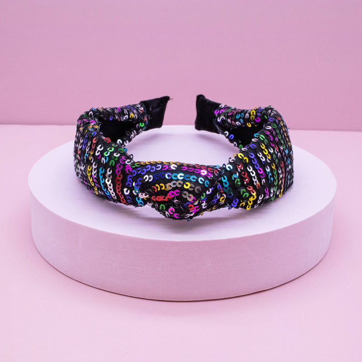 Rainbow Confetti Sequin Knot Headband