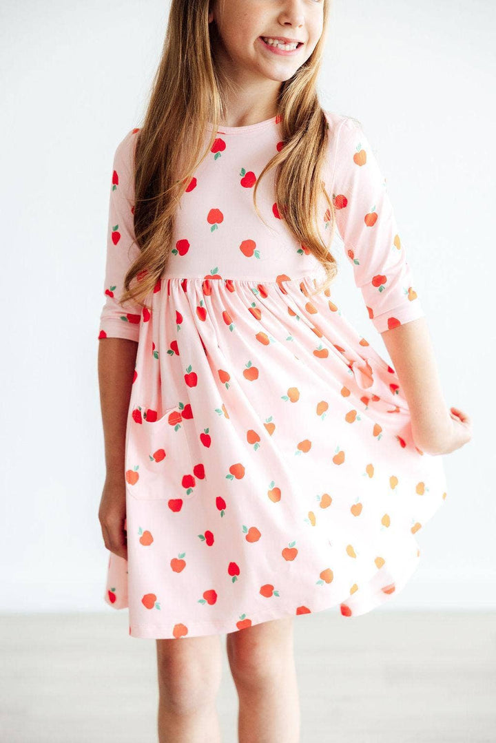 Apple a Day Sleeve Pocket Twirl Dress