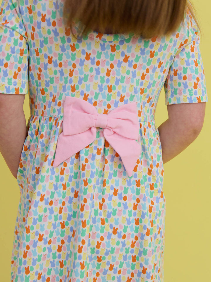 Girls Hoppy Eggs Short Sleeve Knit Twirl Dress