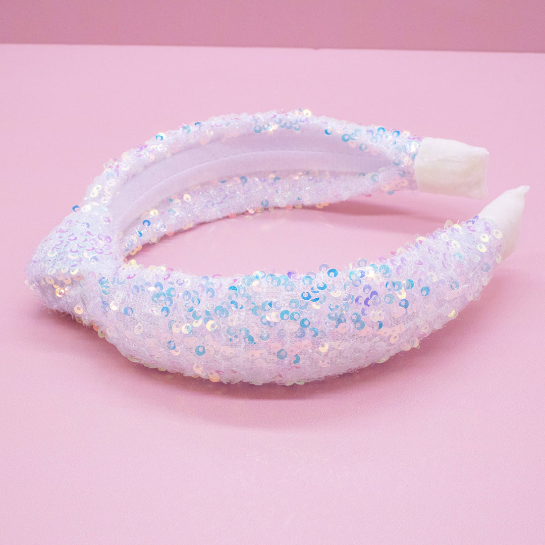 Sparkly Sequin Knot Headband: Rainbow