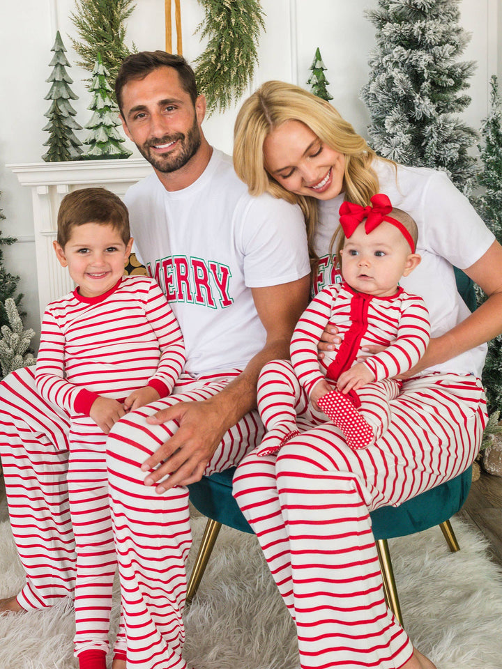 Adult Cotton Modal Red & White Stripe Pajama Pants