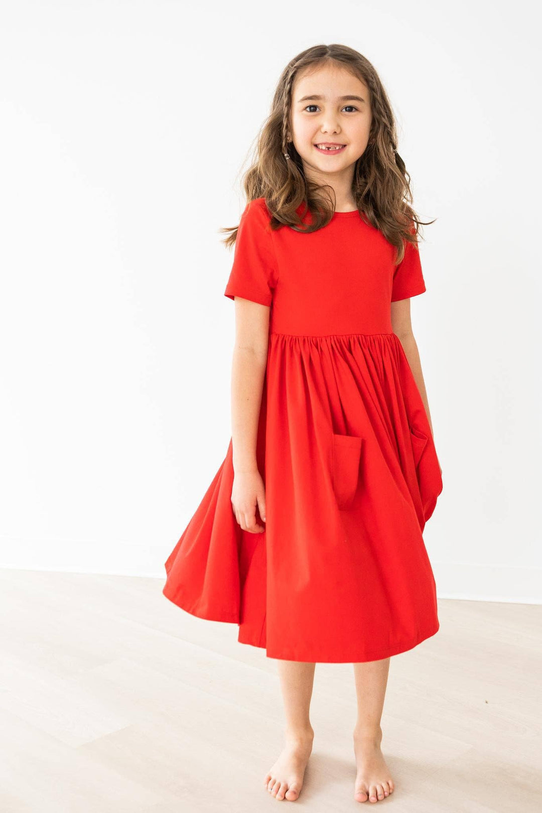 Red Pocket Twirl Dress