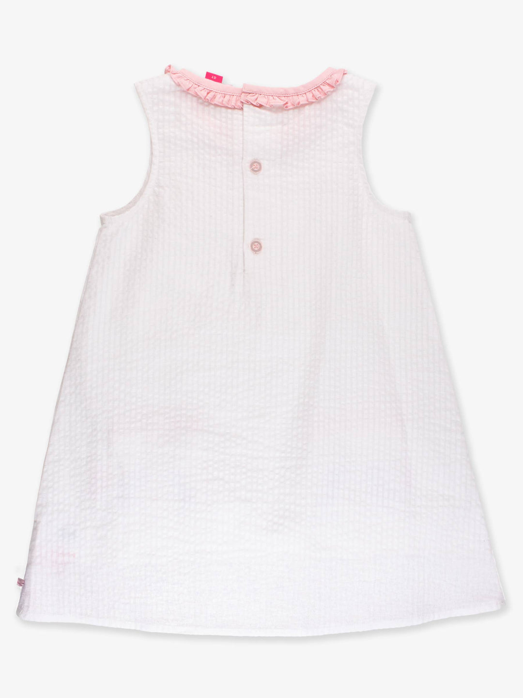 Girls Pink Bunny Ears Seersucker Ruffle Pocket Dress