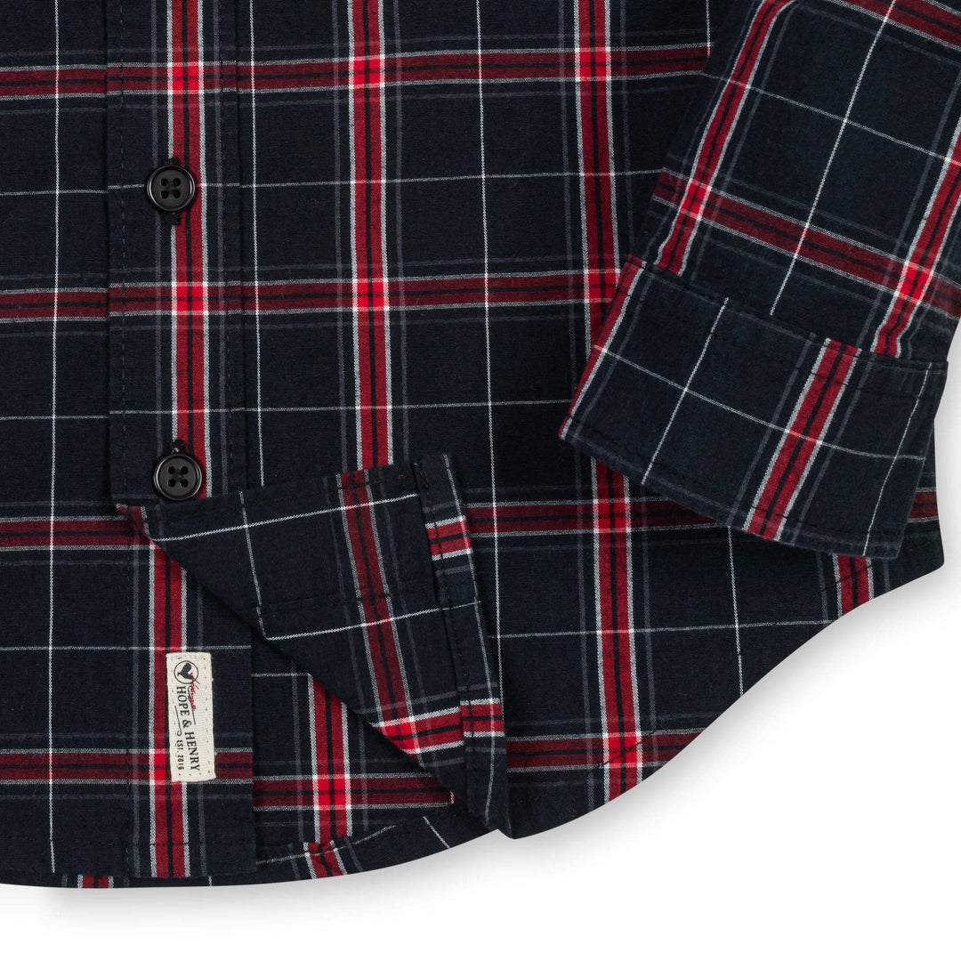 Organic Stretch Poplin Shirt: Black Ballet Plaid