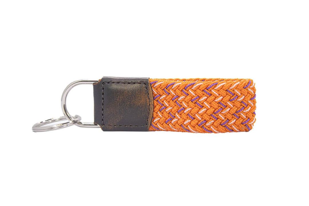 Braided Stretch Woven Orange and Purple Keychain