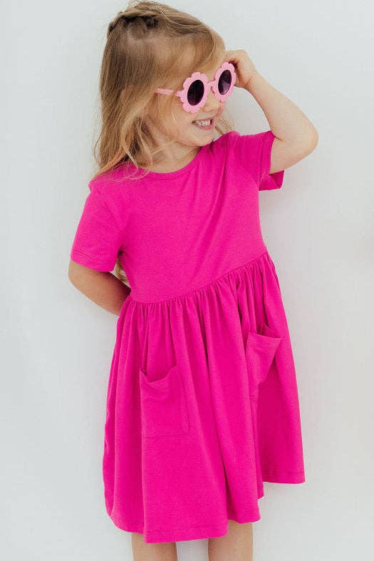 Hot Pink Pocket Twirl Dress