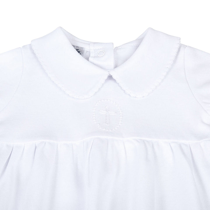 Blessed Embroidered S/S Unisex Gown - White