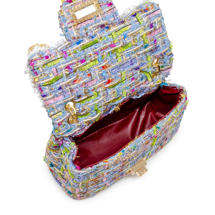 Tweed Handbag with Pearls