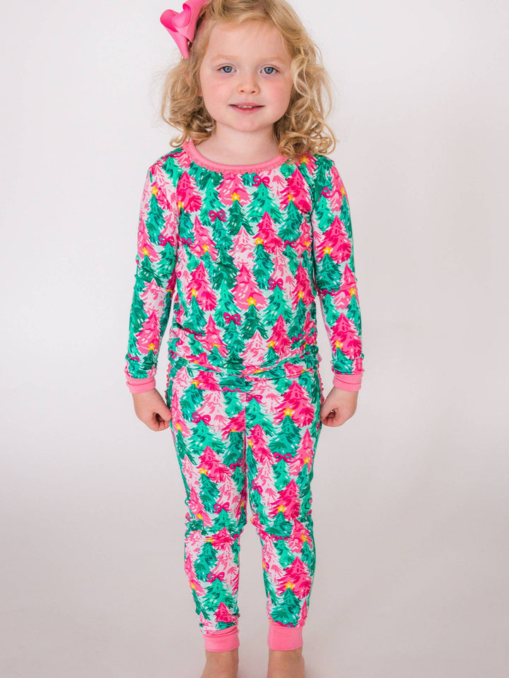 Pink Jolly Grove Ruffle Long Sleeve Pajama Set