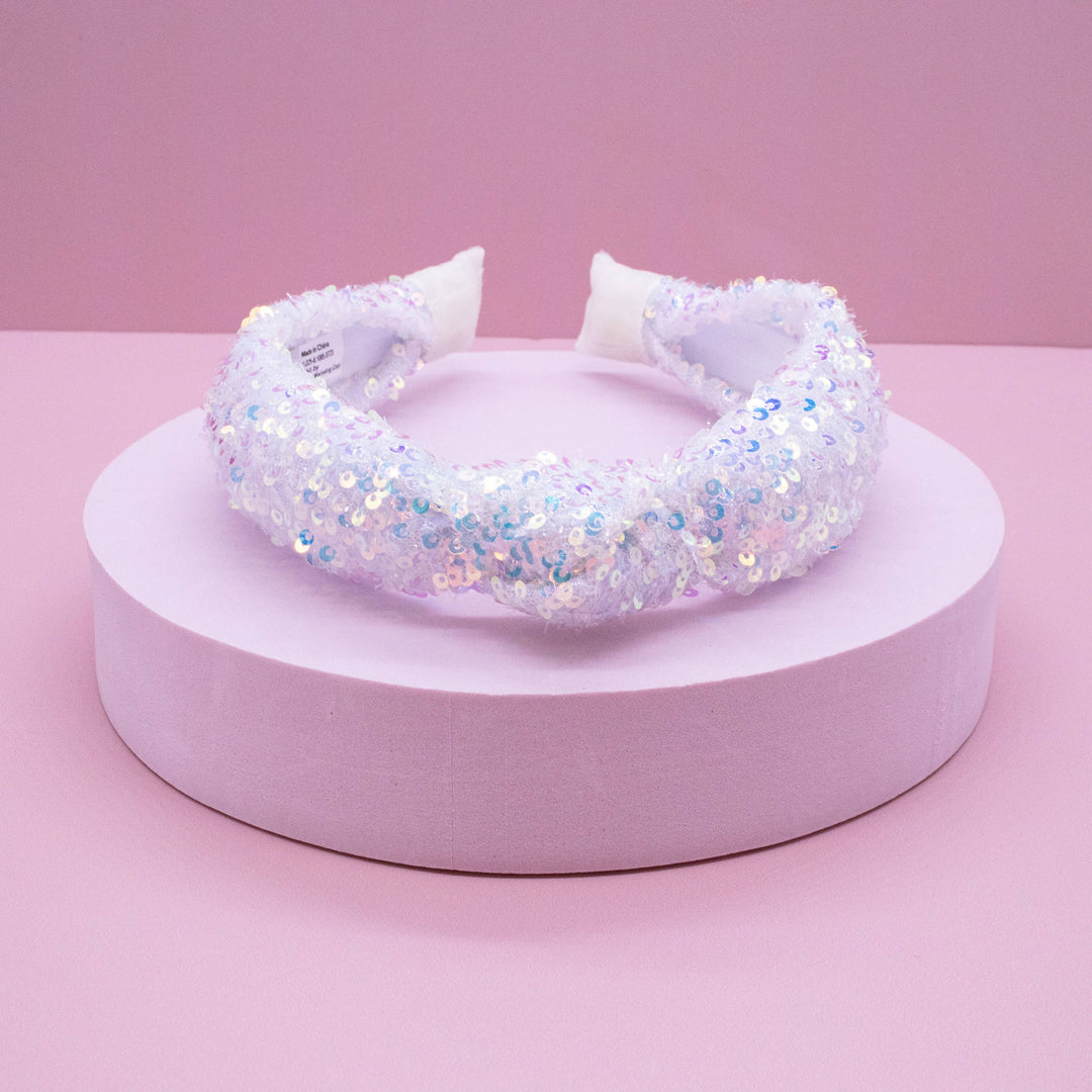 Sparkly Sequin Knot Headband: Rainbow