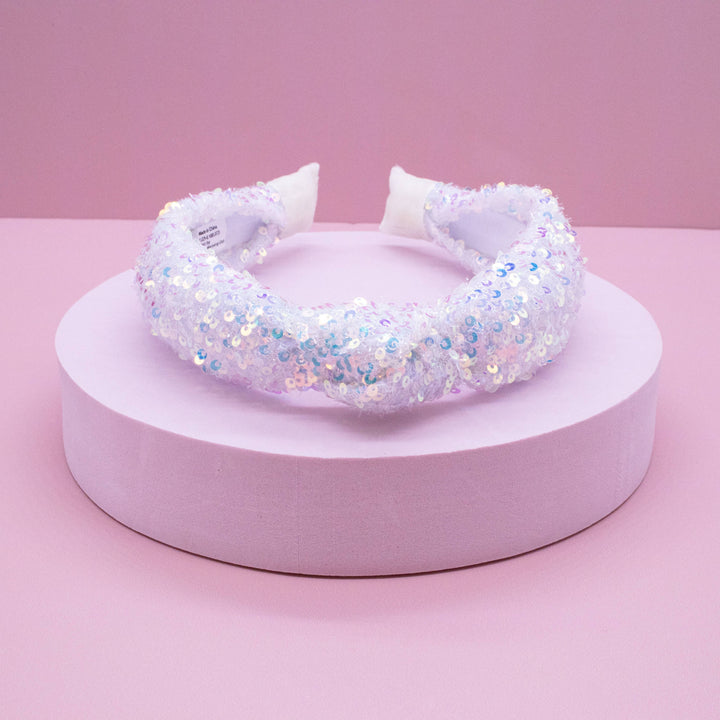 Sparkly Sequin Knot Headband: Rainbow