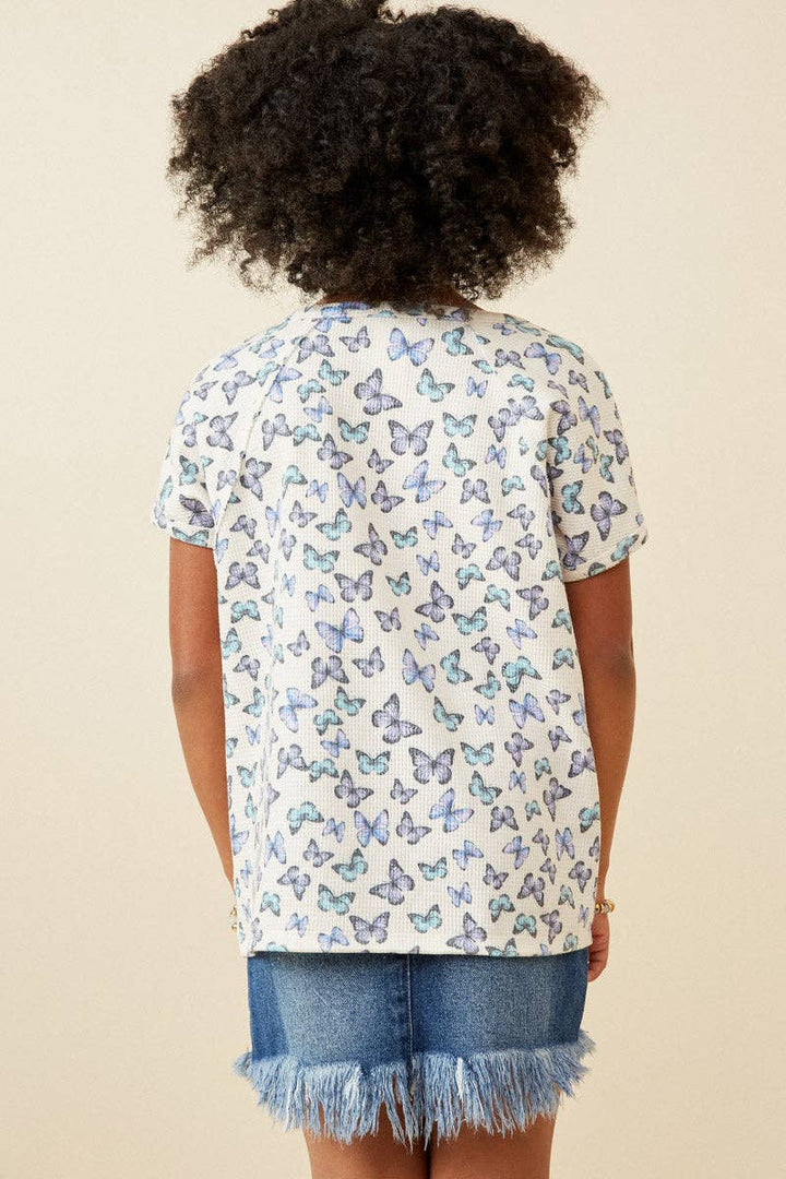 Butterfly Print Dolman T Shirt