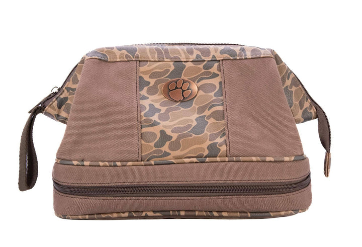 Clemson Tigers Camo Canvas Toiletry Bag.: Brown/Tan