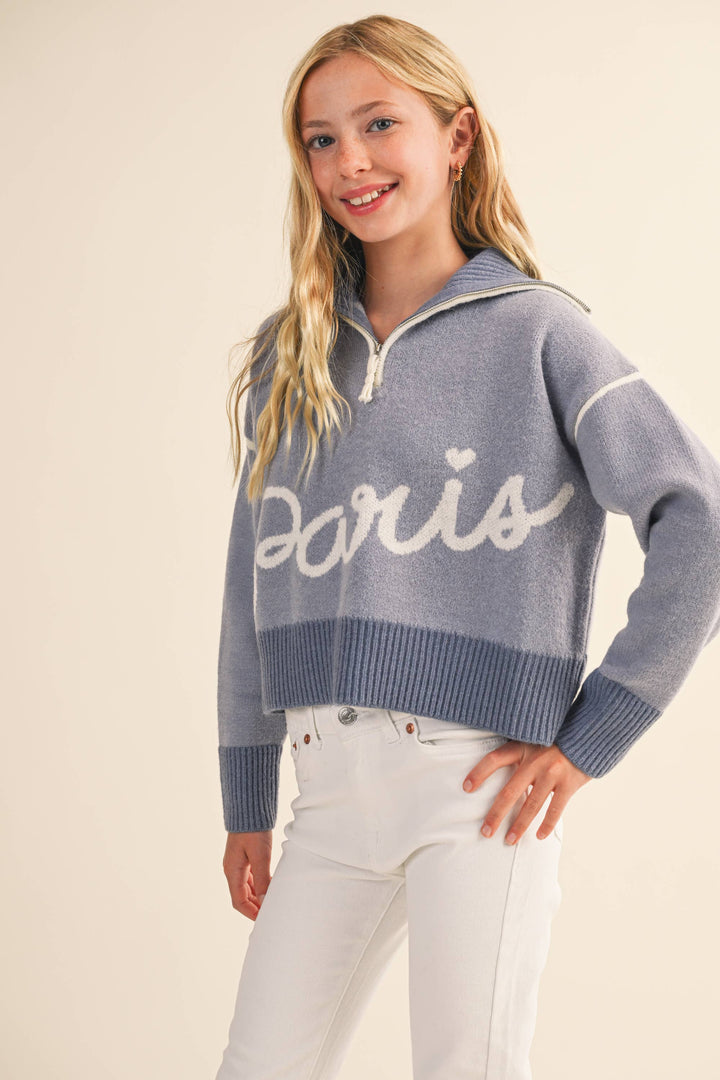 PARIS HALF ZIP SWEATER