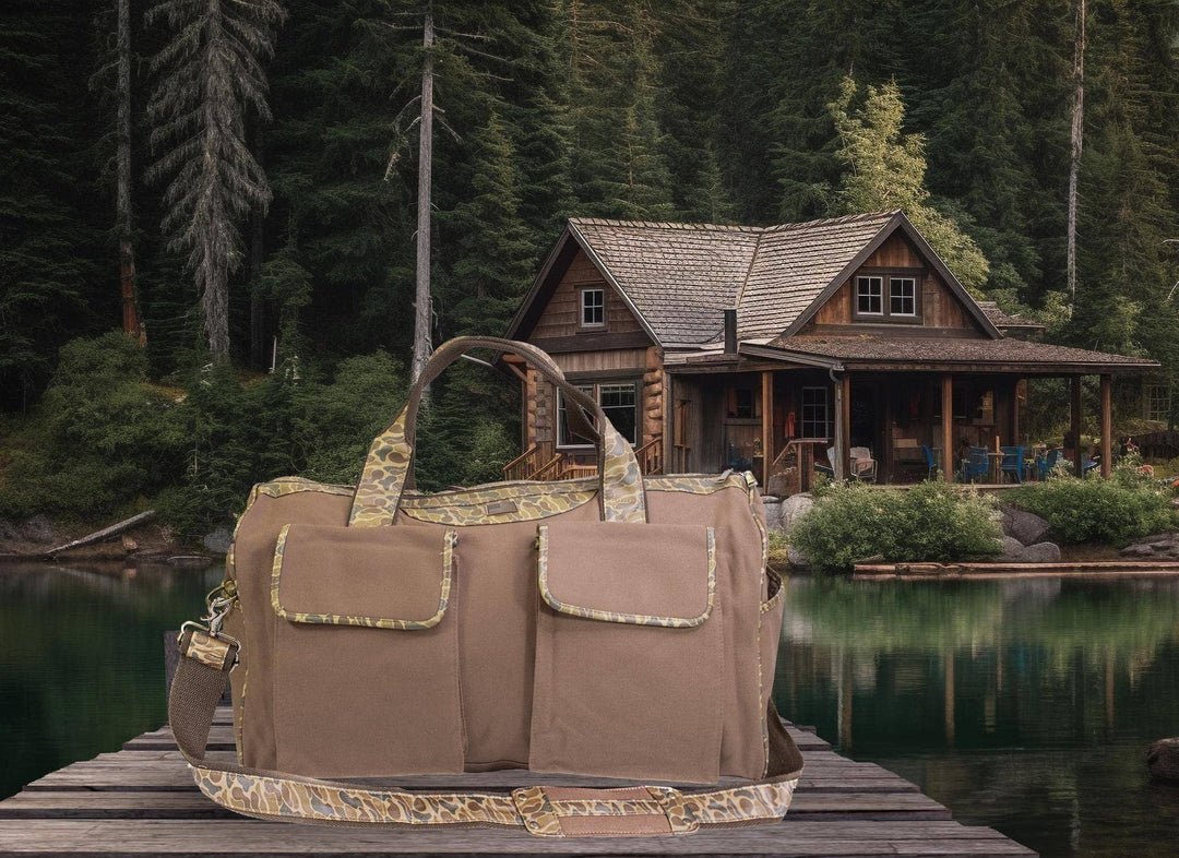 Lab Brown Waxed Canvas Old School Camo Weekender Bag.: Brown/Tan
