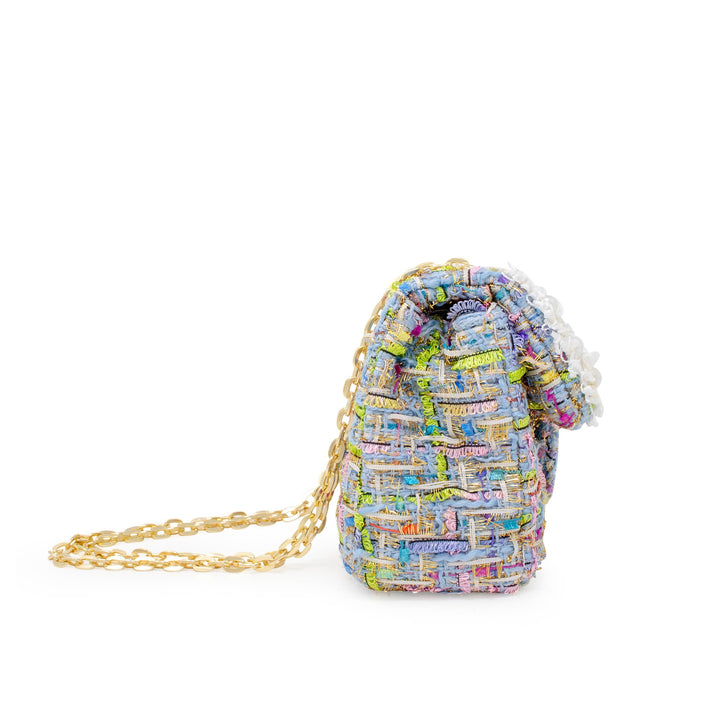 Tweed Handbag with Pearls