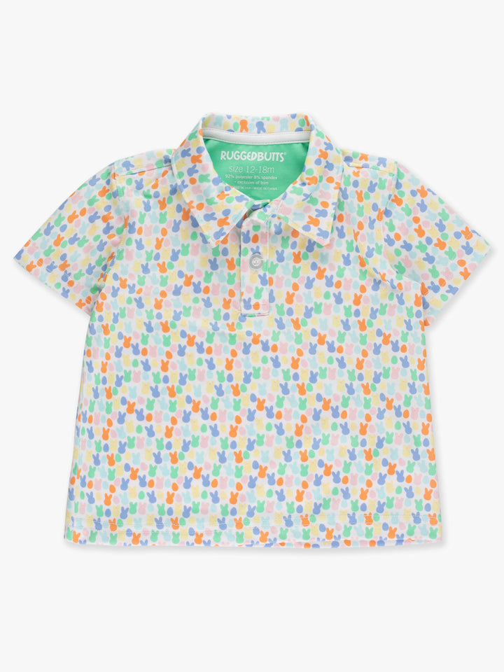Boys Hoppy Eggs Knit Short Sleeve Performance Polo