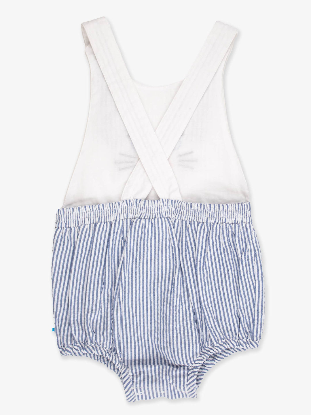 Baby Boys Blue Bunny Ears Seersucker Overall Bubble Romper
