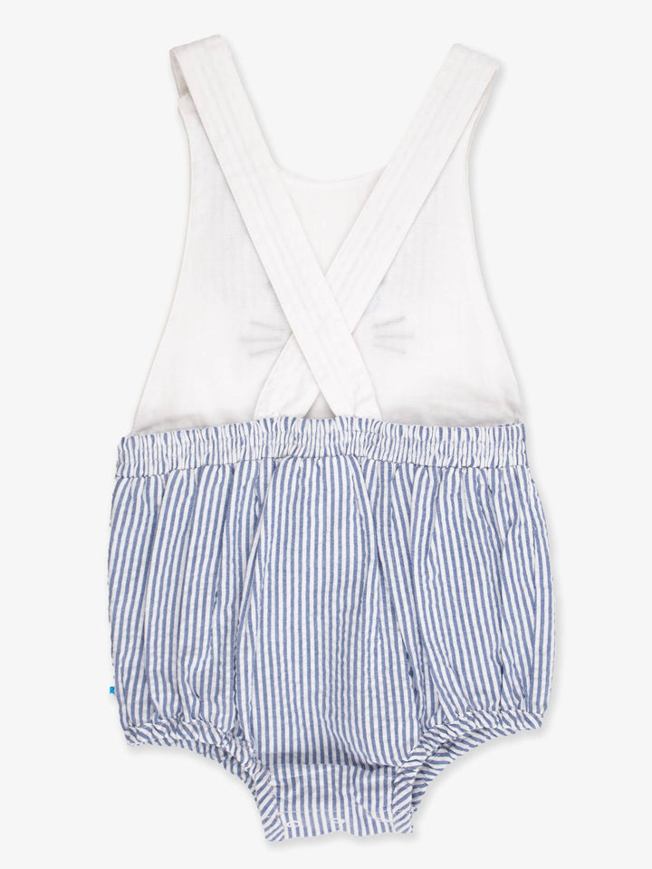 Baby Boys Blue Bunny Ears Seersucker Overall Bubble Romper
