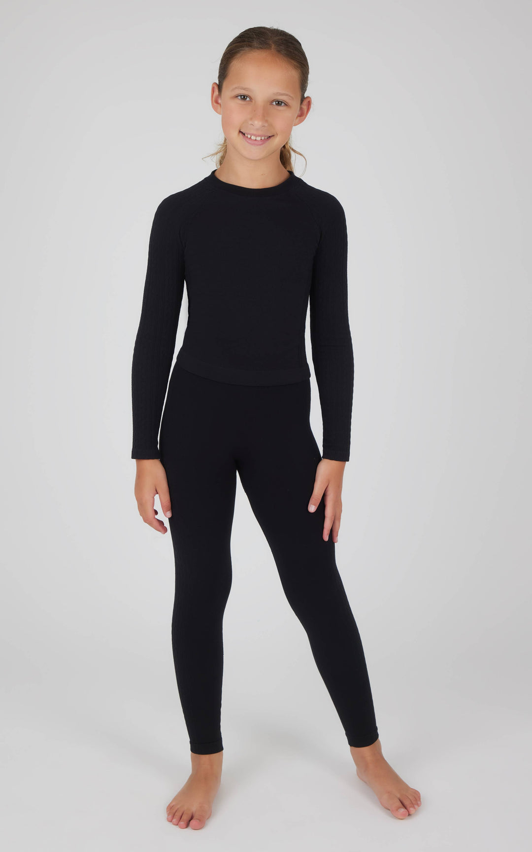 Girls Seamless Cable Knit Textured Leggings